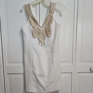 Elegant White and Gold Dress By LILLY PULITZER SIZE-0